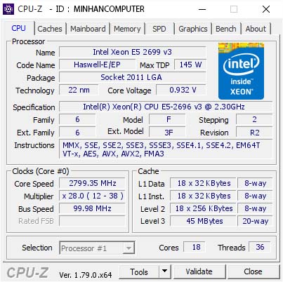 CPU Intel Xeon E5-2696 V3
