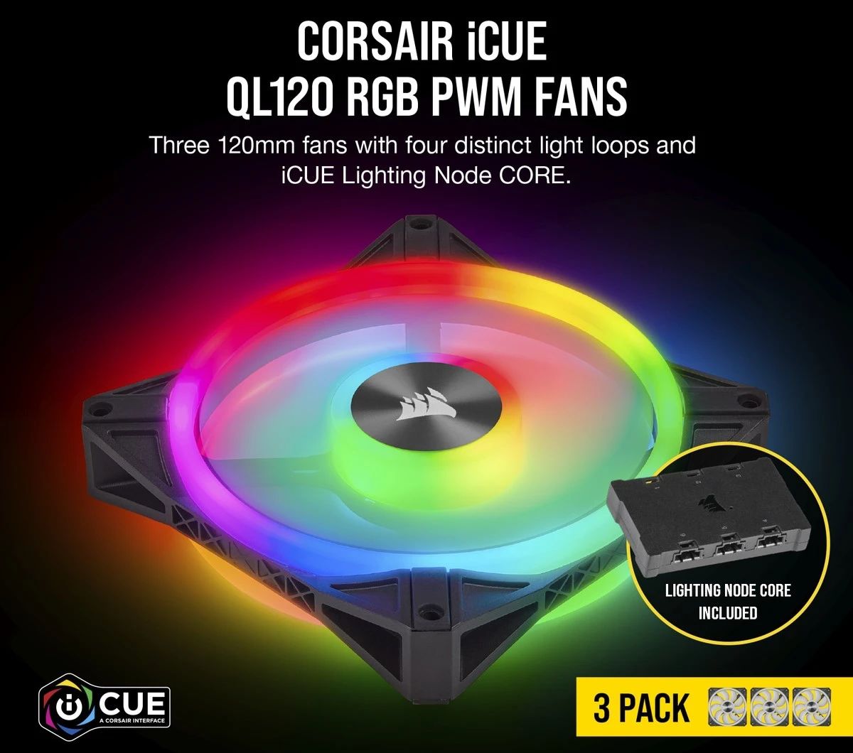 Quạt tản nhiệt Case Corsair QL120 RGB Black