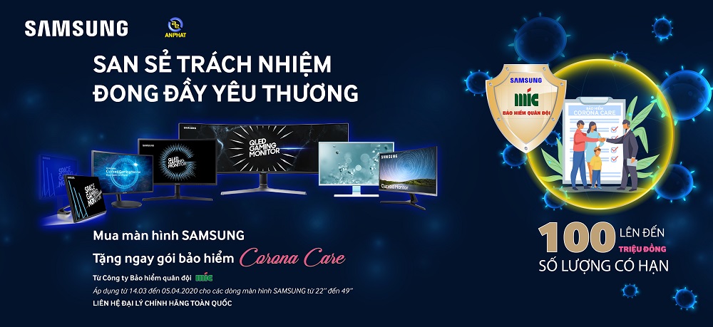 Mua màn hình Samsung - Tặng ngay gói bảo hiểm Corona Care