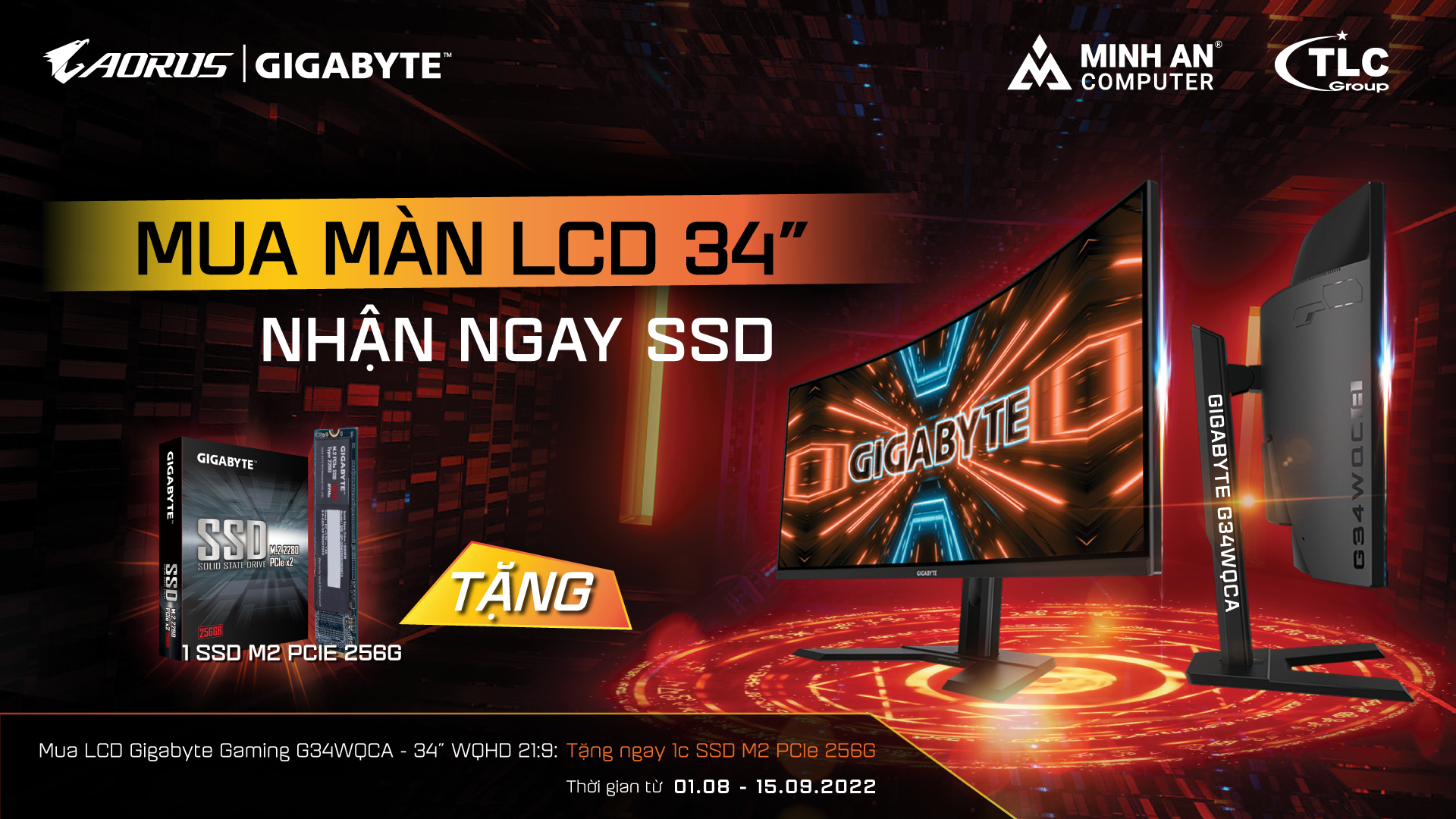 Chương trình khuyến mãi Mua màn LCD 34 inch - Tặng ngay SSD Gigabyte