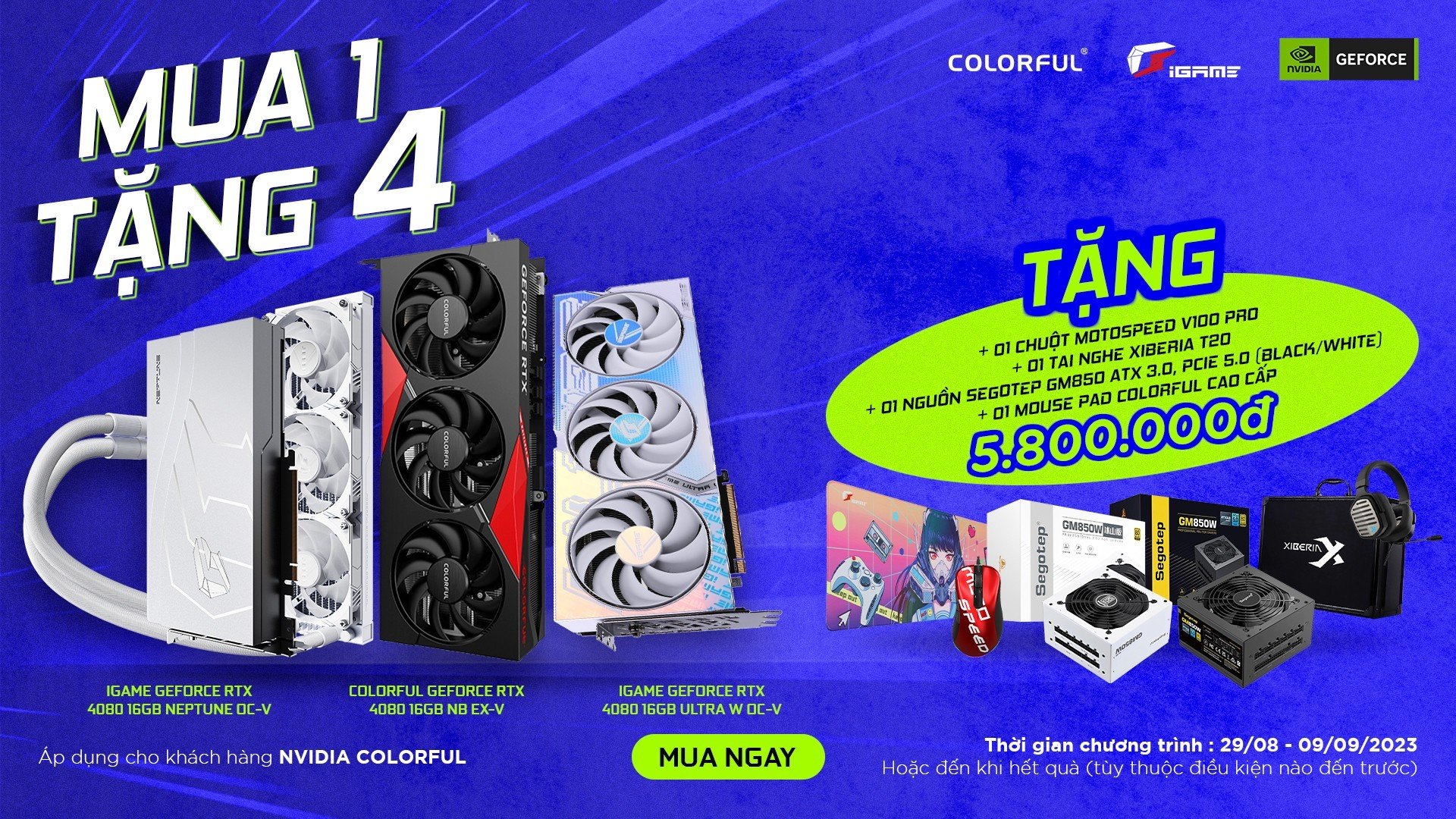 Mua VGA Colorful RTX 4080 nhận ngay bộ quà tặng 4 món hấp dẫn