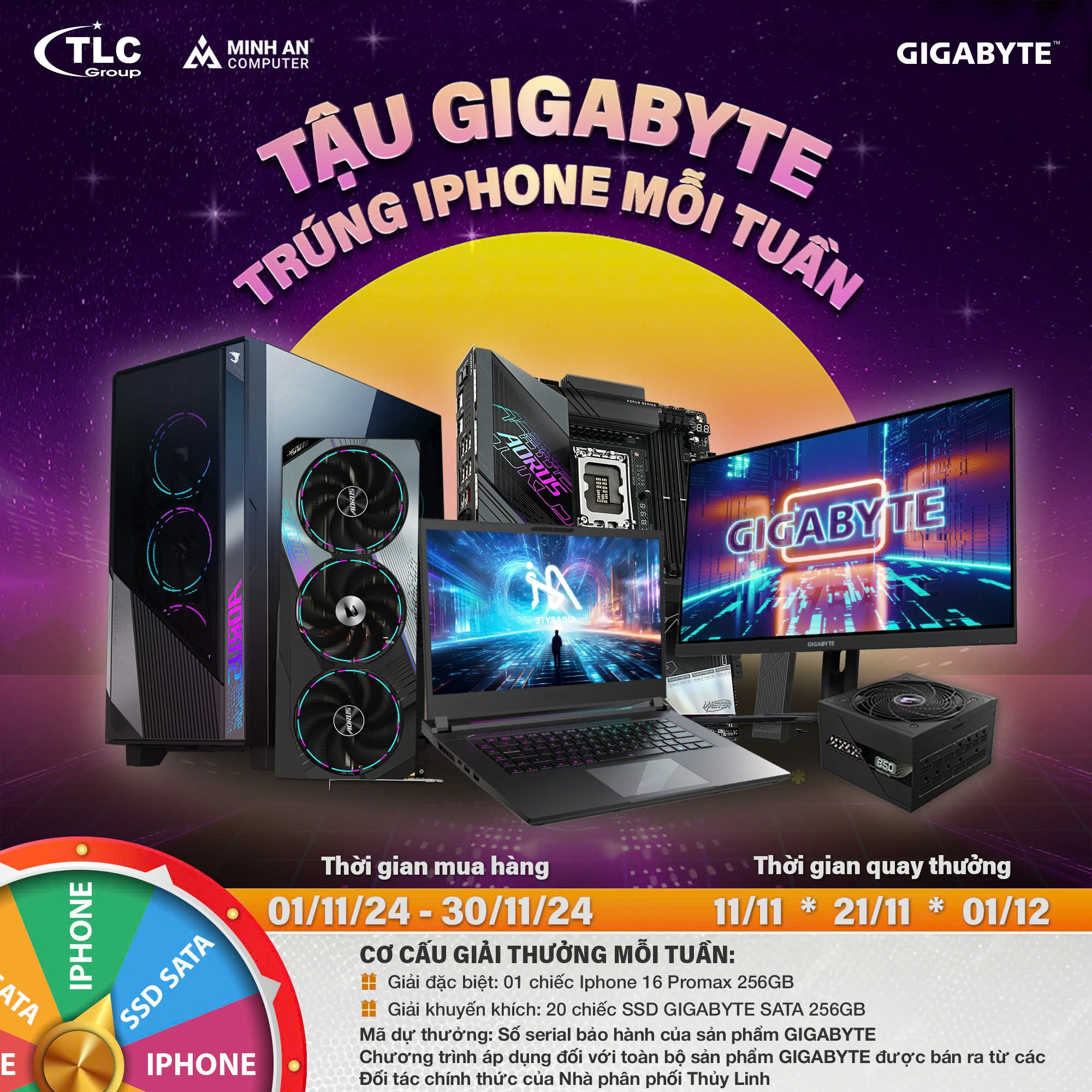 TẬU GIGABYTE – TRÚNG IPHONE MỖI TUẦN