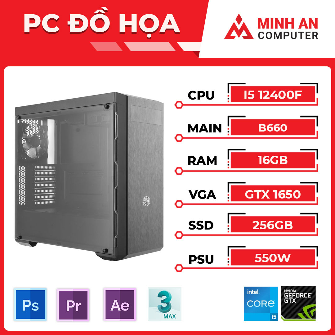 Bộ PC Đồ Họa Intel Core i5-12400F | GTX 1650 | RAM 16GB
