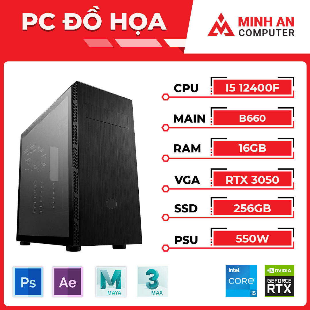 Bộ PC Đồ Họa Intel Core i5-12400F | RTX 3050 | RAM 16GB