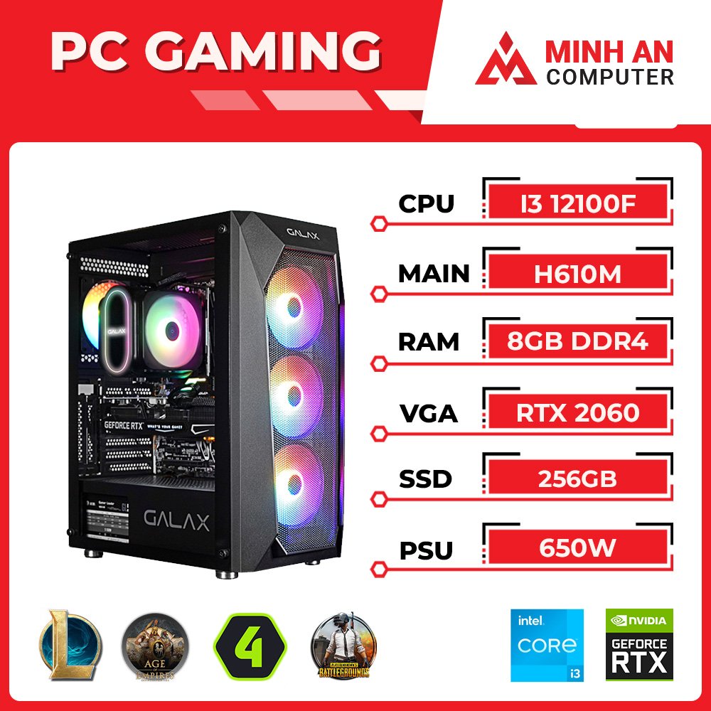 PC Gaming Intel Core i3-12100F | RTX 2060 | RAM 8GB