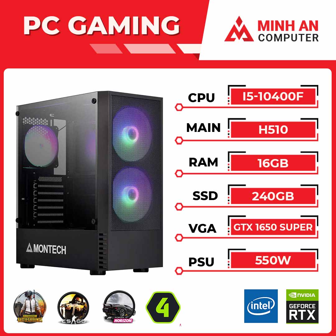 Bộ PC Gaming Intel Core i5-10400F | GTX 1650 Super | RAM 16GB