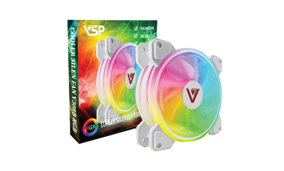 Quạt tản nhiệt VSP V308B LED ARGB (Tự chuyển màu)