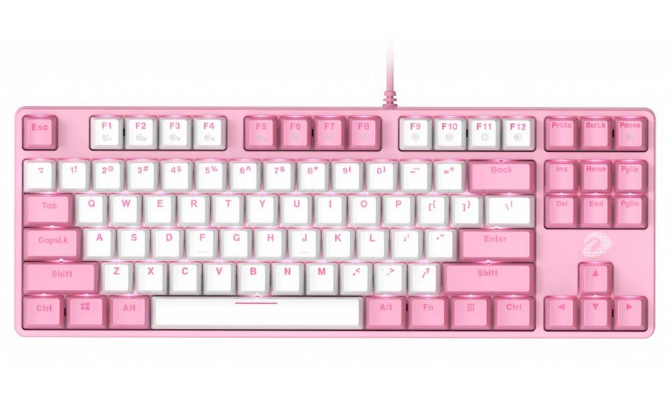 Bàn phím cơ DareU EK87 Pink Led Pink White - Red Switch