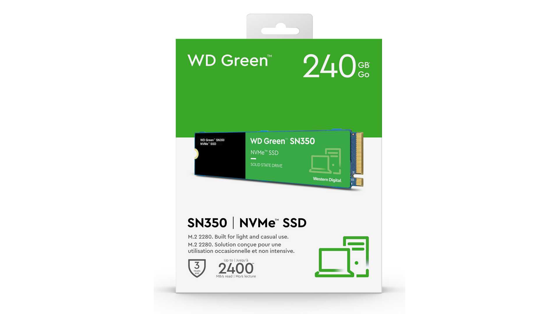 Ổ Cứng SSD M.2 NVMe WD Green SN350 240GB (3200MB/s / 2500MB/s | WDS240G2G0C)