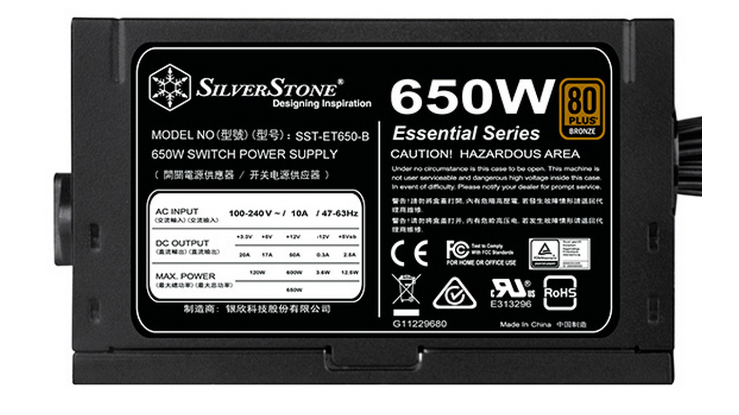 Nguồn máy tính SilverStone ET650 650W 80 Plus Bronze