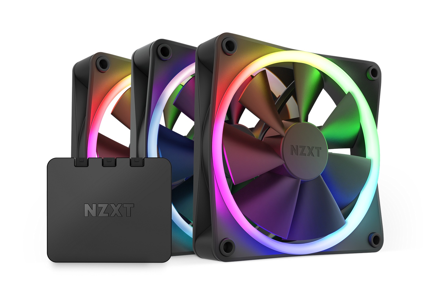 Bộ 3 Fan NZXT F120 RGB Triple Pack (3 x 120mm | Màu Đen | HUB | RF-R12TF-B1)