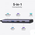 Bộ chuyển đổi USB-C sang 2*USB-A 2.0+ USB-A 3.0+HDMI+PD hỗ trợ 4K Ugreen (15495)