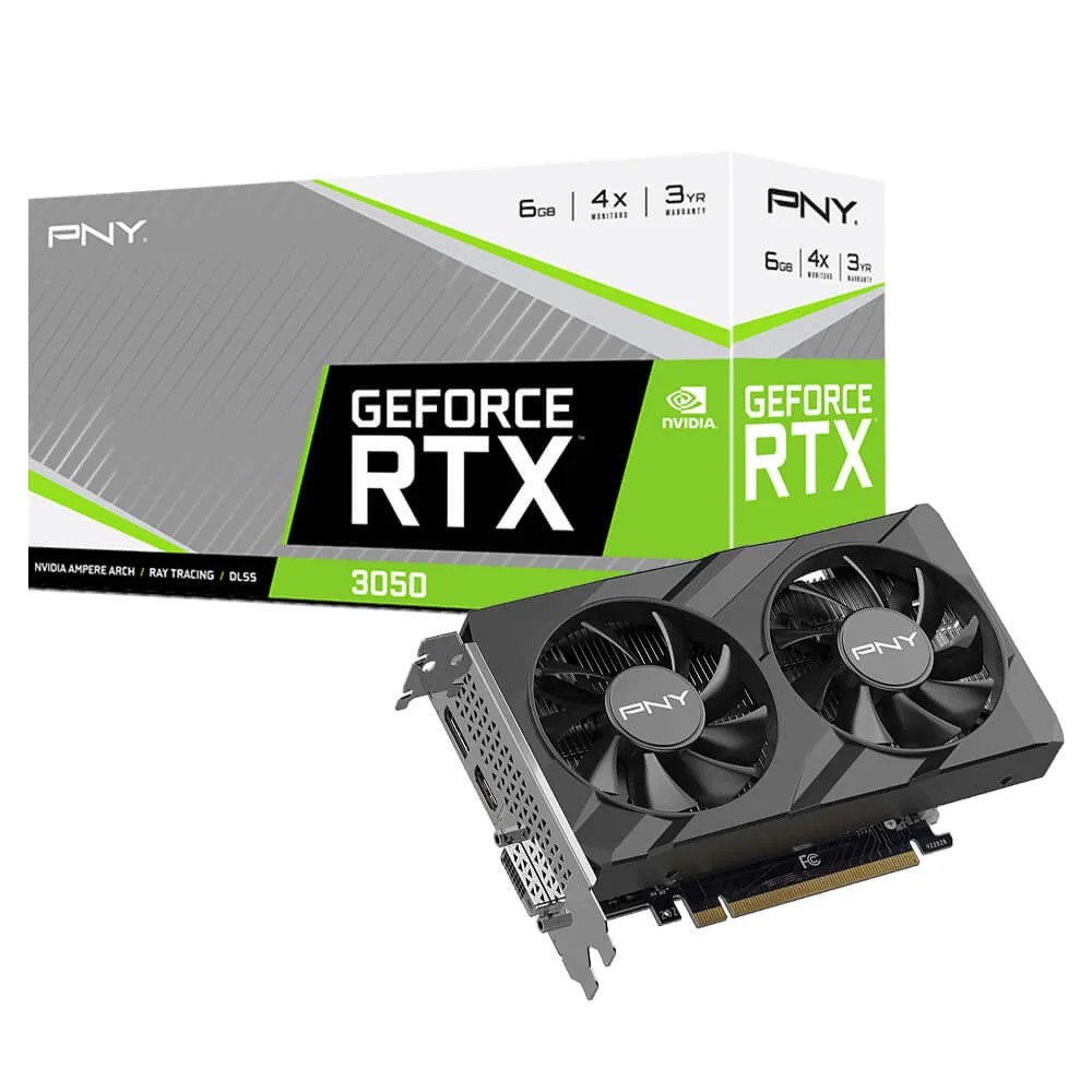 Card màn hình PNY GeForce RTX 3050 6GB Verto Dual Fan (VCG30506DFXPB1)