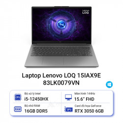 Laptop Lenovo LOQ 15IAX9E 83LK0079VN (Intel Core i5-12450HX | RTX 3050 6GB | 15.6 inch FHD 144Hz | 512GB | 16GB | Win 11 | Xám)