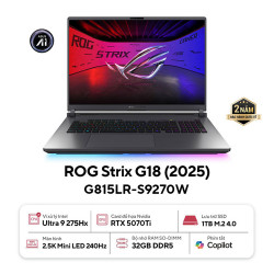 Laptop ASUS ROG Strix G18 G815LR-S9270W (Intel Core Ultra 9 Processor 275HX | RTX 5070 Ti 12GB | 18 inch 2.5K IPS | 32GB | 1TB | Win 11 | Xám)