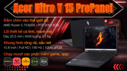 Laptop Acer Gaming Nitro V 15 ProPanel ANV15-41-R9M1 NH.QPFSV.004 (AMD Ryzen 5 7535HS | RTX 3050 6GB GDDR6 VRAM | 15.6 inch FHD | 16GB | 512GB | Windows 11 Home SL | Đen)
