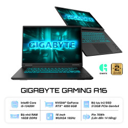 Laptop Gigabyte Gaming A16 CMHH2VN893SH (Intel Core i5-13420H | RTX 4050 6GB | 16GB | 512GB | 16 inch WUXGA 165Hz | Win 11 Home SL)