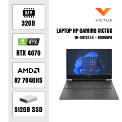 Laptop HP VICTUS Victus 16-s0138AX - 9Q985PA (AMD Ryzen 7 7840HS | RTX 4070 8GB | 15.6 inch FHD 144Hz | 32GB | 512GB | Win 11 | Đen)