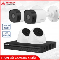 Trọn bộ Camera 4 mắt DAHUA 4 CỔNG 2.0 - Full HD (Vỏ cam nhựa)