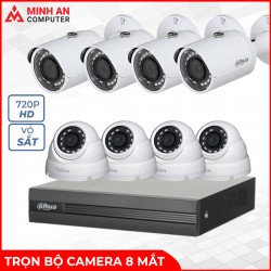 Trọn bộ Camera 8 mắt DAHUA 8 CỔNG 2.0 - HD+ (1080n) (Vỏ cam sắt)