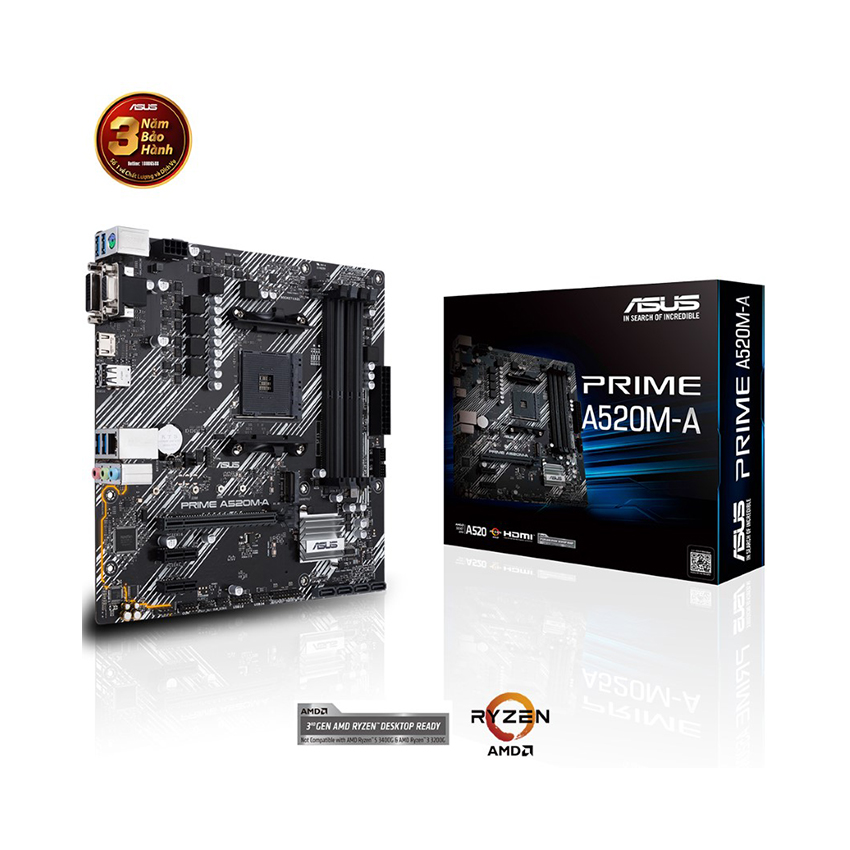 Mainboard Asus PRIME A520M-A (AMD A520, AM4, M-ATX, 4 khe RAM DDR4)
