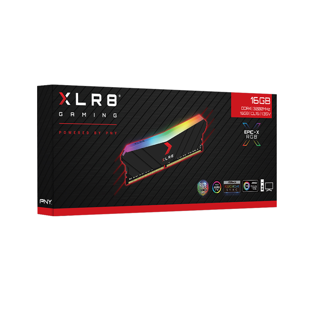 RAM Desktop PNY XLR8 Gaming EPIC-X RGB 16GB (1x16GB) DDR4 3200MHz