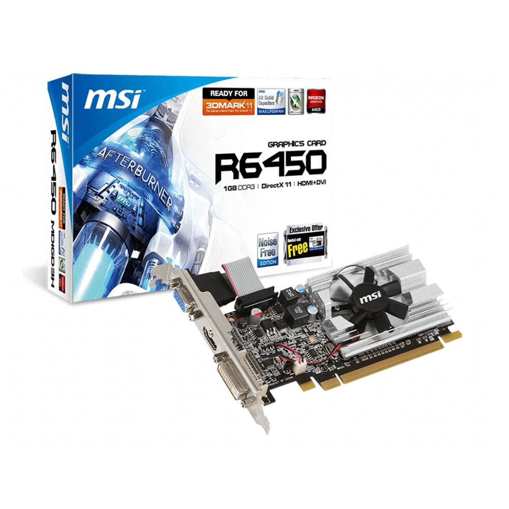 Card màn hình MSI Radeon ATI Radeon HD 6450 (R6450-MD1GD3/LP)