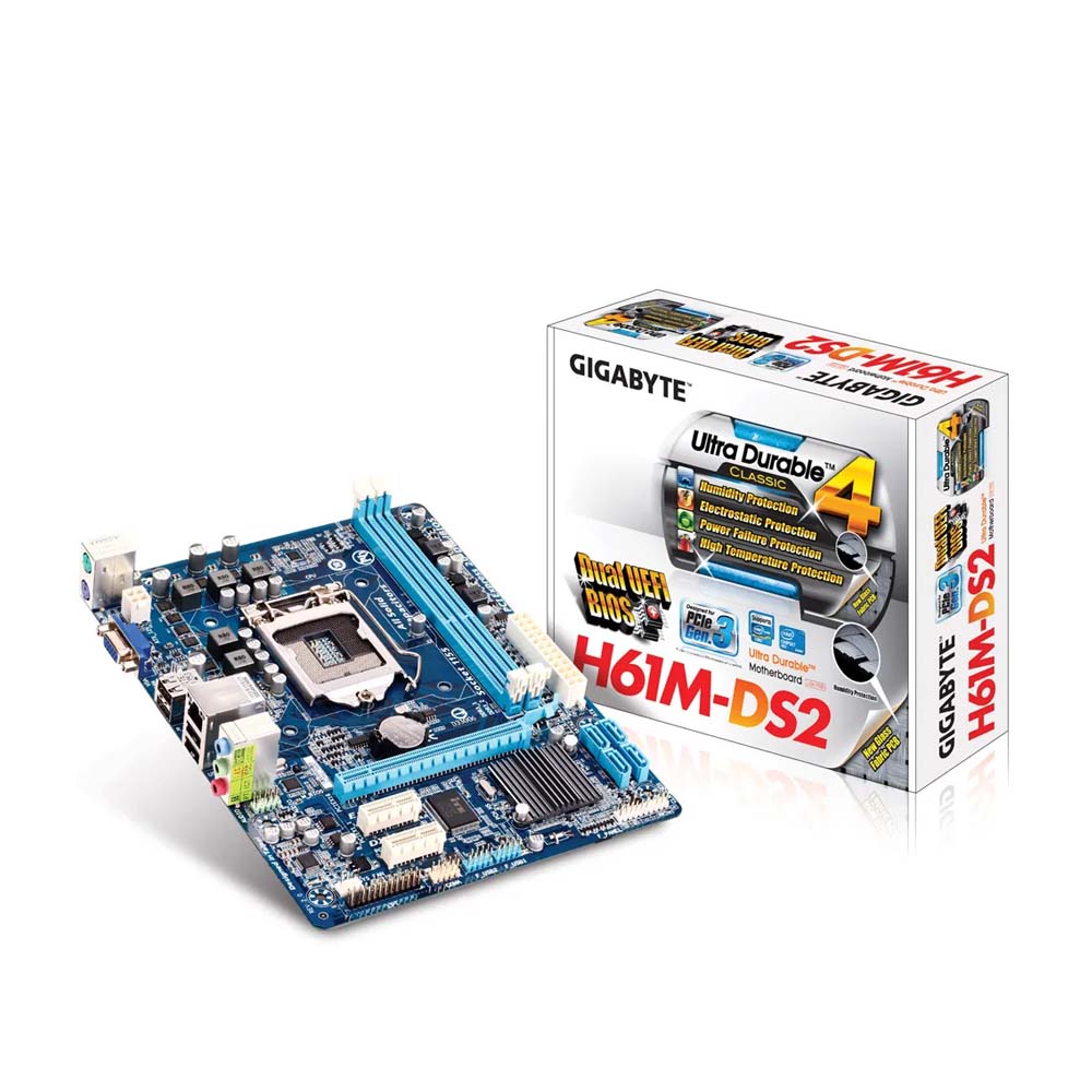 Mainboard Gigabyte H61M-DS2 (Intel H61, Socket 1155, m-ATX, 2 khe Ram DDR3)