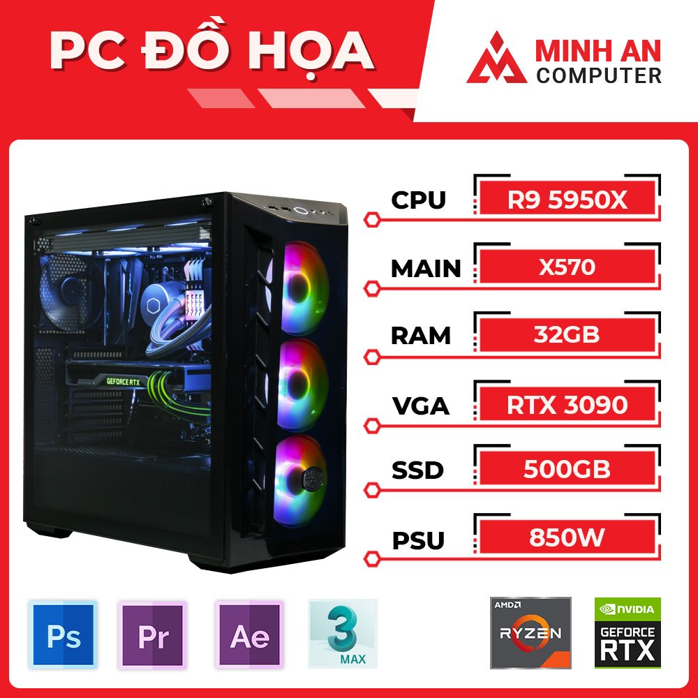 PC Đồ Họa AMD Ryzen 9 5950X | RTX 3090 | RAM 32GB